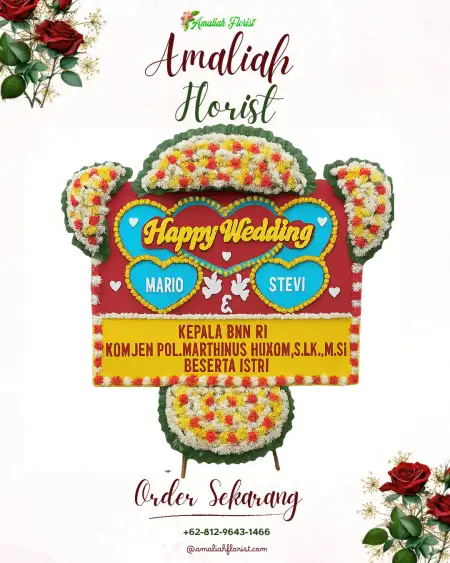 Papan Bunga Pernikahan Pipa Putih